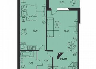 Продается 1-комнатная квартира, 52.1 м2, Екатеринбург, улица Громова, 26, Ленинский район