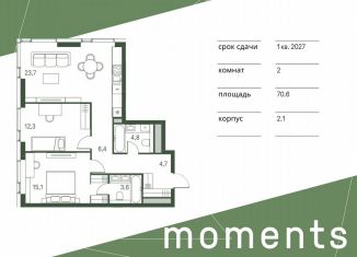 Продаю 2-комнатную квартиру, 70.6 м2, Москва, жилой комплекс Моментс, к2.1, станция Стрешнево