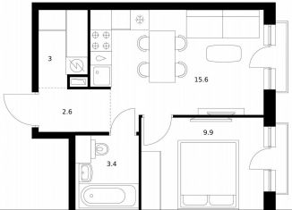 Продажа однокомнатной квартиры, 34.5 м2, Москва, метро Кунцевская