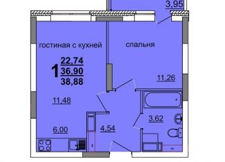 Продается однокомнатная квартира, 39 м2, Ульяновск, Железнодорожный район, проспект Гая, 35