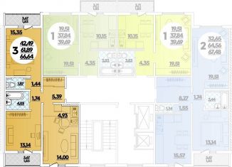 Продается 3-ком. квартира, 66.6 м2, Краснодар, ЖК Квартал № 6