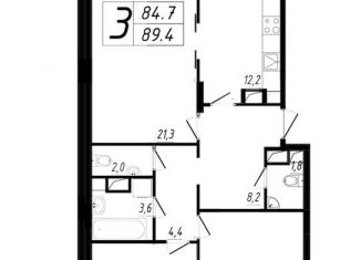 Продам 3-комнатную квартиру, 84.7 м2, деревня Сабурово, Рождественская улица, ЖК Митино О2