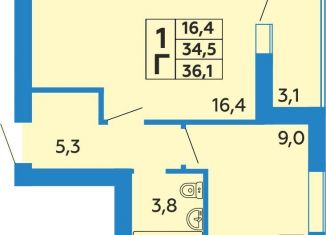 Продам однокомнатную квартиру, 36.1 м2, Стерлитамак, Крымская улица, 12