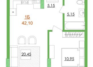 Продам 1-ком. квартиру, 42.1 м2, Астрахань, Ленинский район