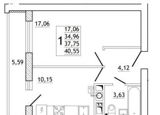 Продаю однокомнатную квартиру, 41 м2, деревня Новосельцы, Юбилейная улица, 16