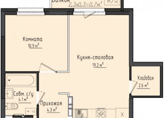 Продаю однокомнатную квартиру, 41.3 м2, село Первомайский