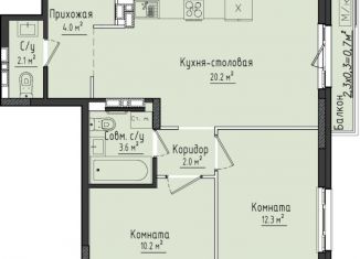 Продам двухкомнатную квартиру, 54.3 м2, село Первомайский