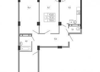 Продам 3-комнатную квартиру, 79.9 м2, Краснодарский край