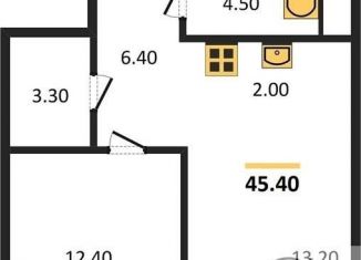 Продам однокомнатную квартиру, 45.4 м2, Новосибирск, улица Никитина, 10, ЖК Урбан-виллы на Никитина