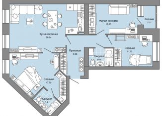 Продаю 3-ком. квартиру, 88 м2, Ульяновск, ЖК Дивный Сад