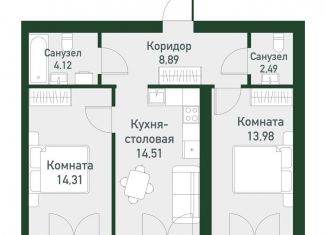 Продам 2-комнатную квартиру, 59.2 м2, Екатеринбург