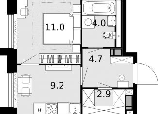 Продажа 1-комнатной квартиры, 31.8 м2, Москва