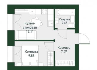 Продам 1-комнатную квартиру, 32.8 м2, Екатеринбург, метро Чкаловская