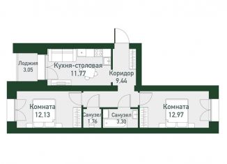 Продажа 2-комнатной квартиры, 54.2 м2, Екатеринбург, метро Чкаловская