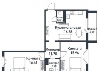 2-комнатная квартира на продажу, 64.5 м2, Челябинская область, Ласковая улица, 14