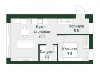 Продам 1-комнатную квартиру, 38.6 м2, Челябинская область, Спортивная улица, 20