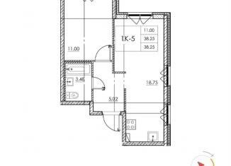 Продам однокомнатную квартиру, 38.3 м2, поселок Бугры
