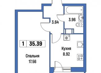 Однокомнатная квартира на продажу, 35.4 м2, Мурино, ЖК Урбанист