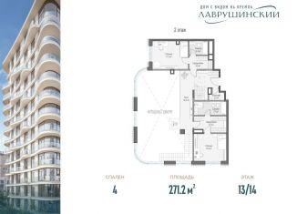 Продажа четырехкомнатной квартиры, 271.2 м2, Москва, ЖК Лаврушинский