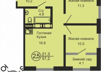 Продажа двухкомнатной квартиры, 57.2 м2, Оренбург, жилой комплекс Квартет, 1, Промышленный район