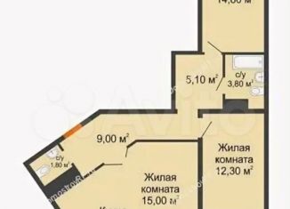 Продажа 3-ком. квартиры, 76.9 м2, Краснодар, ЖК Свобода, Домбайская улица, 55к5