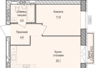 Однокомнатная квартира на продажу, 40.8 м2, село Первомайский, жилой комплекс Санвилл, 5