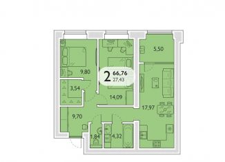 Продажа 2-комнатной квартиры, 66.8 м2, посёлок Мичуринский, микрорайон Мегаполис-Парк, 23к2