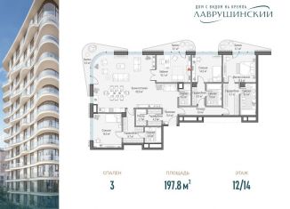 Продаю трехкомнатную квартиру, 197.8 м2, Москва, район Якиманка