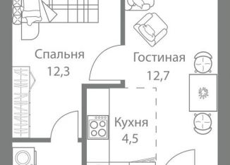 2-комнатная квартира на продажу, 40.5 м2, Москва, метро Молодёжная
