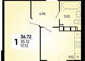 1-ком. квартира на продажу, 36.7 м2, Краснодар, микрорайон Губернский