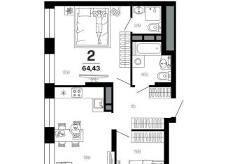 Продажа 2-комнатной квартиры, 64.4 м2, Рязанская область