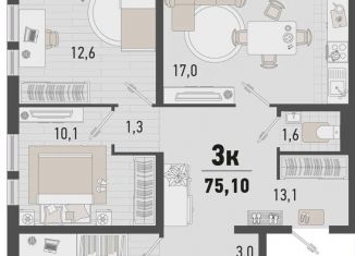 3-ком. квартира на продажу, 75.1 м2, Краснодарский край