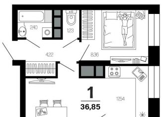 Продам 1-комнатную квартиру, 36.9 м2, Рязань