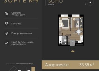 Однокомнатная квартира на продажу, 35.6 м2, Москва, Хорошевский район