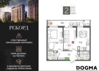 Продажа двухкомнатной квартиры, 60.1 м2, Краснодар, Карасунский округ