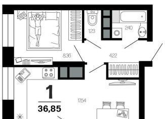 Продам 1-комнатную квартиру, 36.9 м2, Рязань