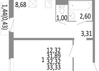 1-комнатная квартира на продажу, 31.9 м2, Челябинск, Советский район