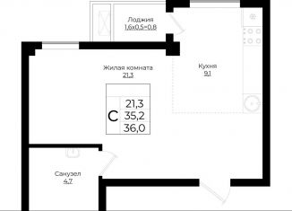 Продается квартира студия, 36 м2, Краснодар, Прикубанский округ, жилой комплекс Европа Клубный Квартал 6, лит5