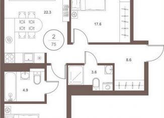 2-комнатная квартира на продажу, 74.3 м2, Пензенская область
