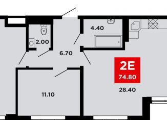 Продам 2-комнатную квартиру, 74.8 м2, Краснодарский край, Конгрессная улица, лит21