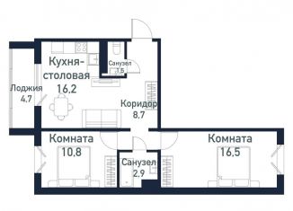 2-ком. квартира на продажу, 56.6 м2, Челябинская область
