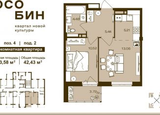 Продажа двухкомнатной квартиры, 42.4 м2, Брянск