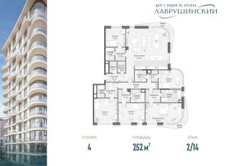 4-комнатная квартира на продажу, 252 м2, Москва, ЖК Лаврушинский