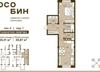 Продаю двухкомнатную квартиру, 45.9 м2, Брянская область
