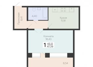 Продается однокомнатная квартира, 47.4 м2, Самара, 3-й квартал, 8, метро Юнгородок