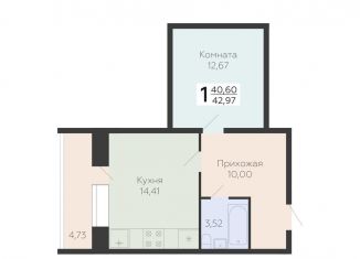 Продажа 1-комнатной квартиры, 43 м2, Самара, 3-й квартал, 8, метро Юнгородок