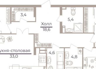 3-комнатная квартира на продажу, 122.2 м2, Москва, Херсонская улица, 43к5, район Черёмушки