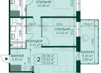 Продажа 2-комнатной квартиры, 76.3 м2, Санкт-Петербург, Магнитогорская улица, 5к3