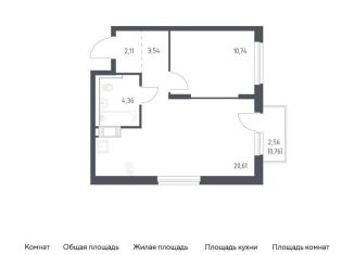 Продаю 1-комнатную квартиру, 42.1 м2, Ленинградская область