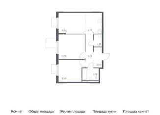3-комнатная квартира на продажу, 55.6 м2, Мытищи, жилой комплекс Мытищи Парк, к5
